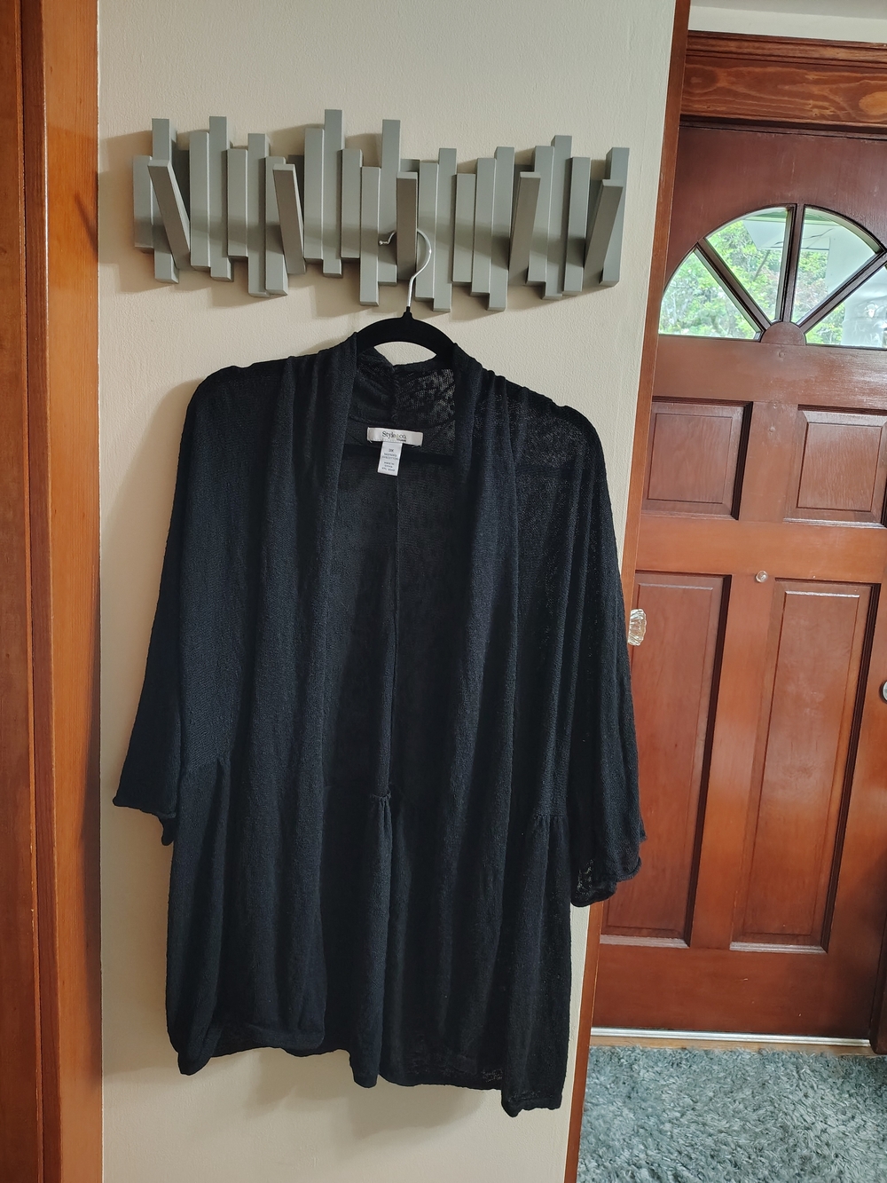 Style & Co. Black Draped Open Cardigan Jacket